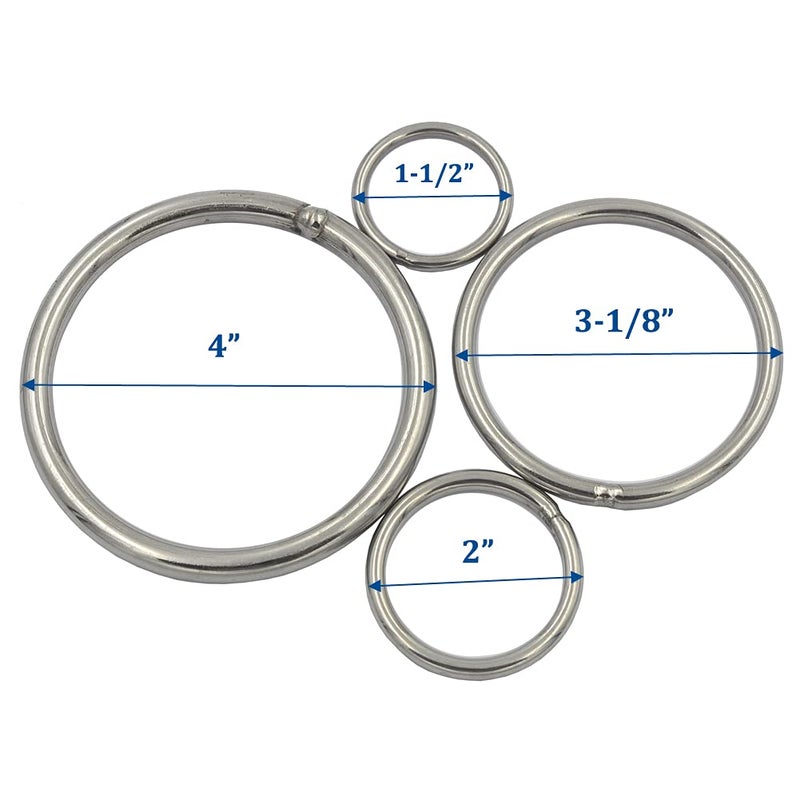 DGOL 3 packs 4 inch Strong Welded O Ring 304 Stainless Steel Round Ring Buckles  Wire Thickness 5/16 inch - Image 4